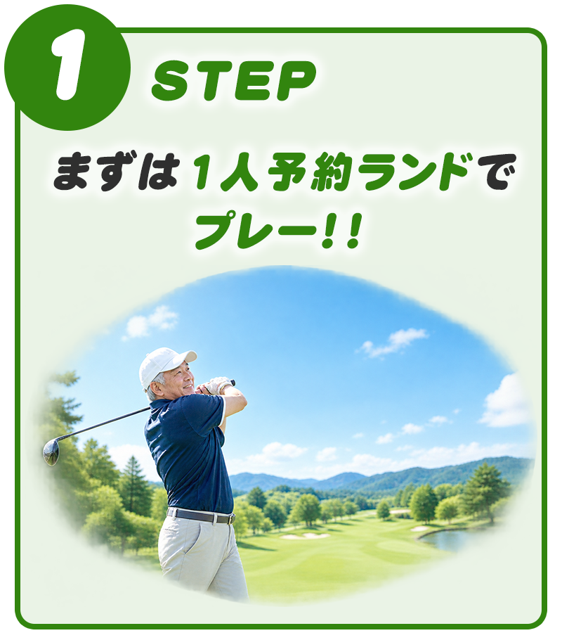 STEP1 まずは1人予約ランドでラウンド
